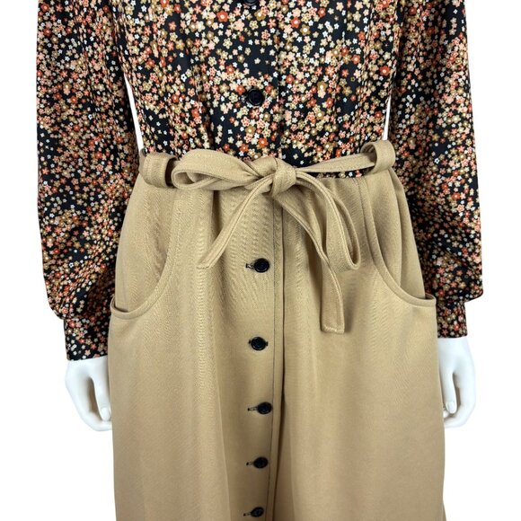 Vintage 70s Shirtdress Womens Medium Floral Print Top Button Up Long Sleeve - Picture 6 of 14